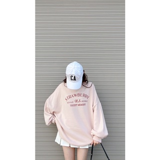 Áo nỉ sweater hồng phấn Strawbery