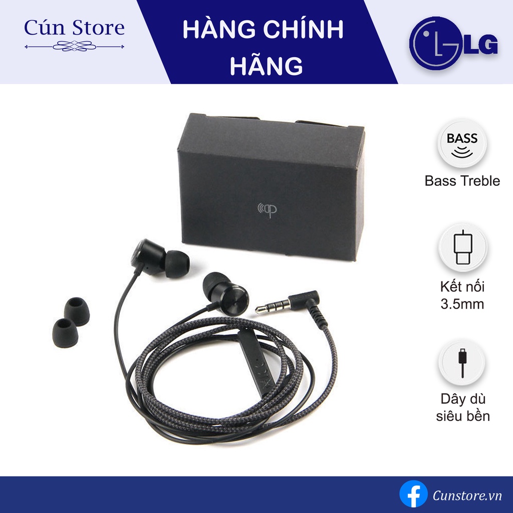 Tai nghe nhét tai LG V50/V70 chính hãng Bass Treble jack chữ L, dây dù chống đứt | Bảo hành 12 tháng