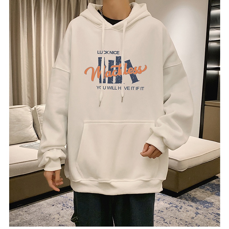 Áo Hoodie tay dài dáng rộng in chữ kiểu Hàn Quốc cá tính cho các cặp đôi