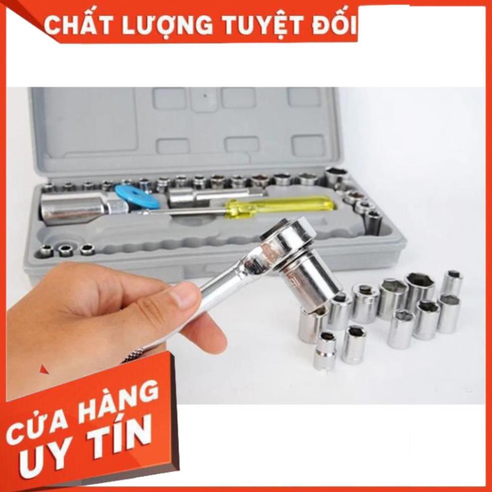 Bộ khẩu mở siết ốc 40 chi tiết thông minh, Bộ đồ sửa xe AIWA  Chất Liệu Tốt, Bền và Tiện Dụng