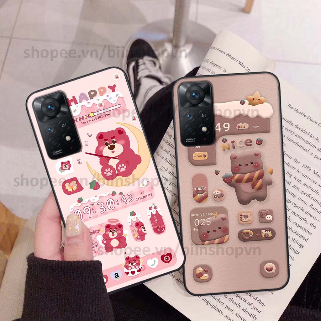 Ốp Xiaomi Redmi Note 11 4G / Note 11S / Note 11 Pro 5G in 3D icon gấu nổi siêu xinh, siêu đáng yêu, cá tính phong cách