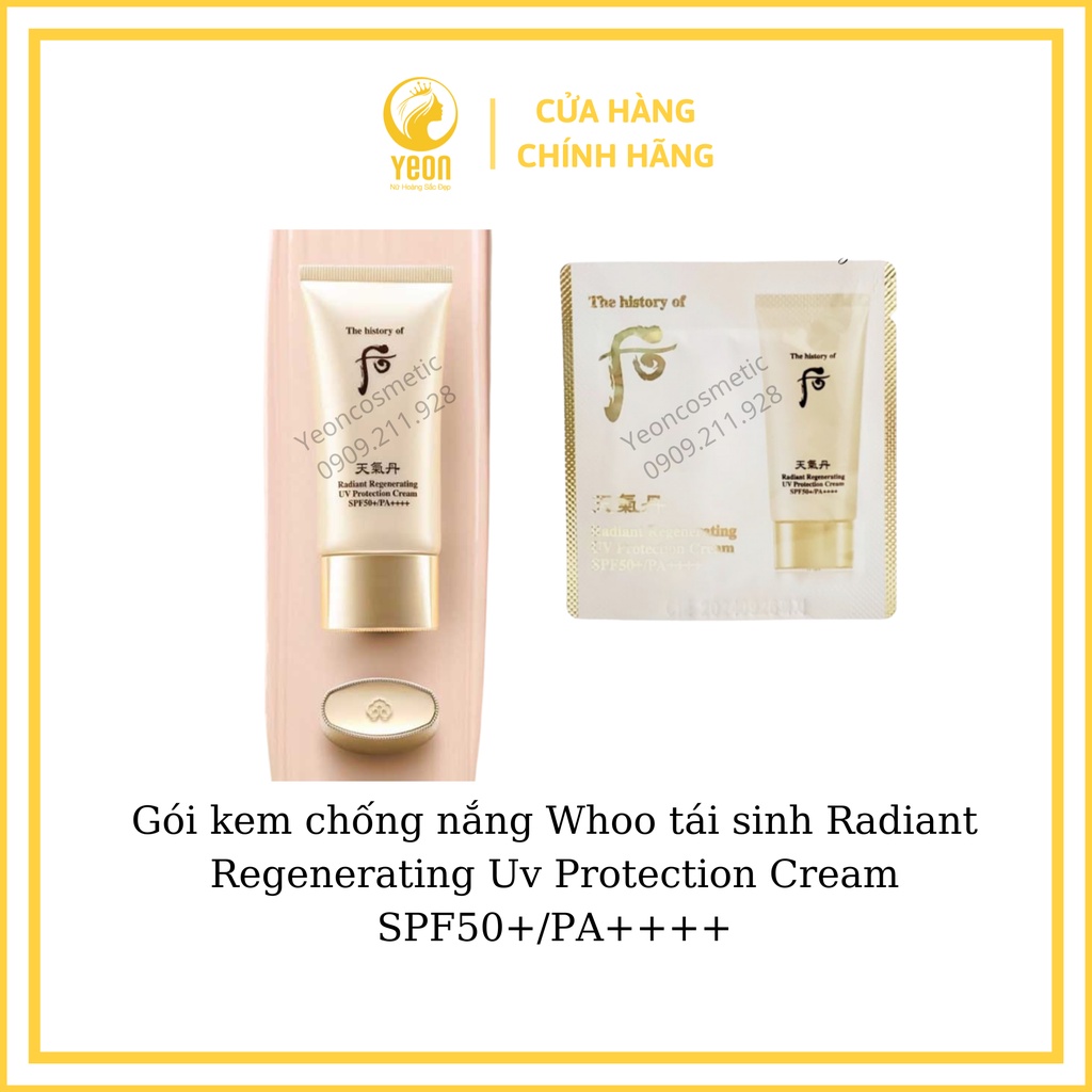 Gói kem chống nắng Whoo tái sinh Radiant Regenerating Uv Protection Cream SPF50+/PA++++