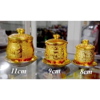 Chung Nước Thờ Cúng Kim Sa Vàng 8cm-11cm