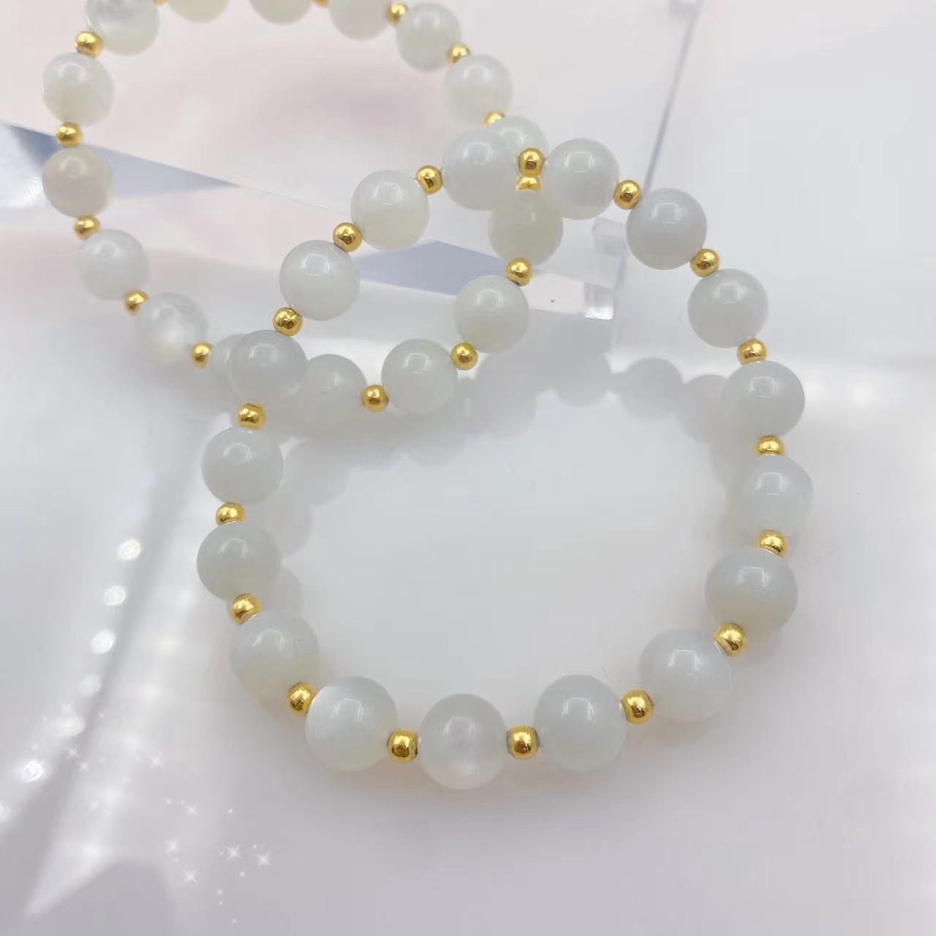 Vòng Tay Chuỗi Hạt Pha Lê Màu Trắng Bằng Thép Không Gỉ Đính Pha Lê Phong Cách Cổ Điển