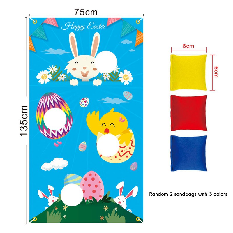 Easter Day Game with 2 Bean Bag Funny Cute Rabbit Sandbag Game Easter Flag Pitch Outdoor Indoor Party Game 1