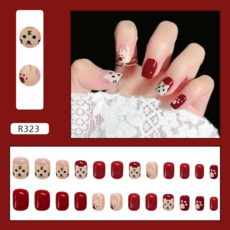 Màu 321-360 Móng tay giả 24 món kèm keo
