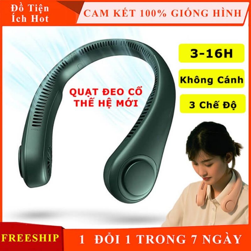 Quạt Đeo Cổ Không Cánh 3 Tốc Độ Pin Siêu Trâu