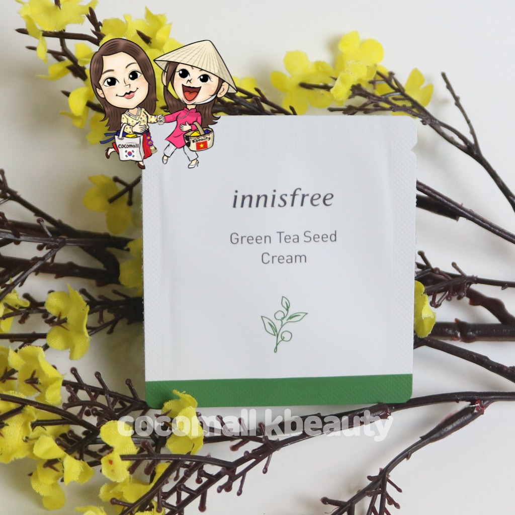 Sample Kem Dưỡng Trà xanh Innisfree Green Tea Seed Cream 1 ml sang da cocomall kbeauty