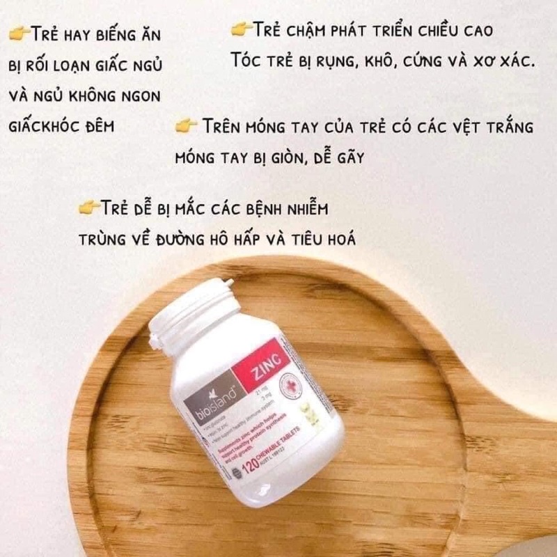 Viên bổ sung kẽm cho bé Bio island Zinc 120 viên