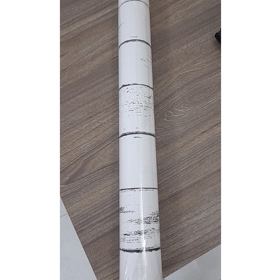 Cuộn 10 Mét giấy dán tường giả Ván Gỗ Trắng (khổ dài 10met x rộng 45cm)