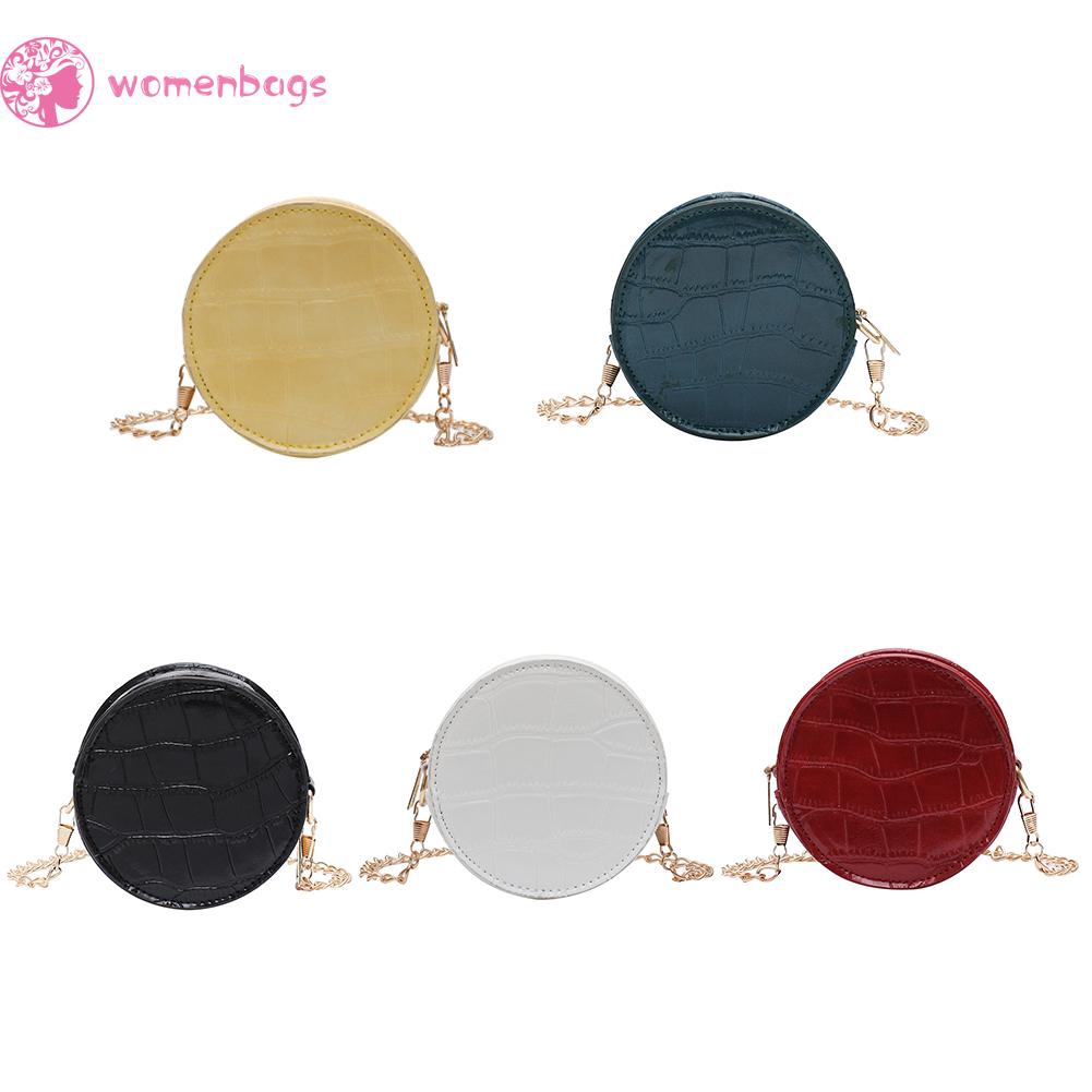 Túi xách tote messenger mini hình tròn bằng da đeo chéo vai họa tiết đá thời trang du lịch cho nữ