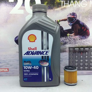Nhớt Shell Ultra 10W40 1L và lọc nhớt Yamaha Exiter