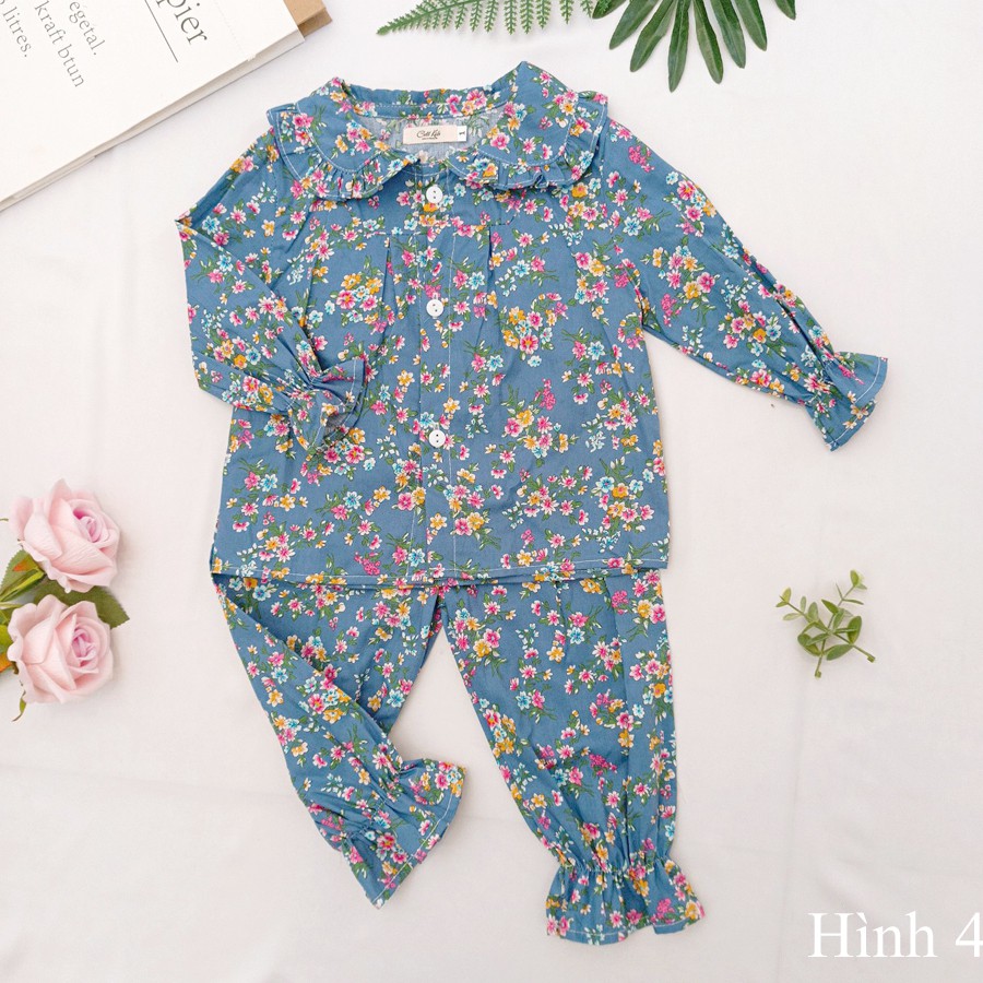 Pijama thô lụa in hình cho bé gái từ 8 đến 26kg 02