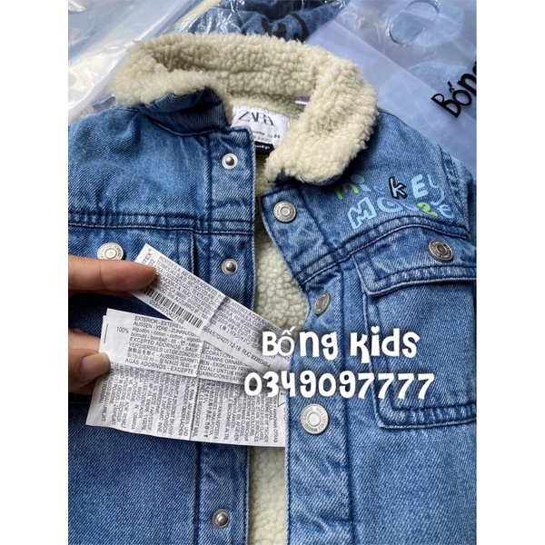 Áo Khoác Denim Bé Trai Đáp Lưng Mickey ZR