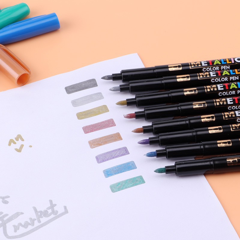 [Nowship] Vỉ Bút Lông Nhũ Metallic - Color Pen 8 MÀU BAOKE - MP570