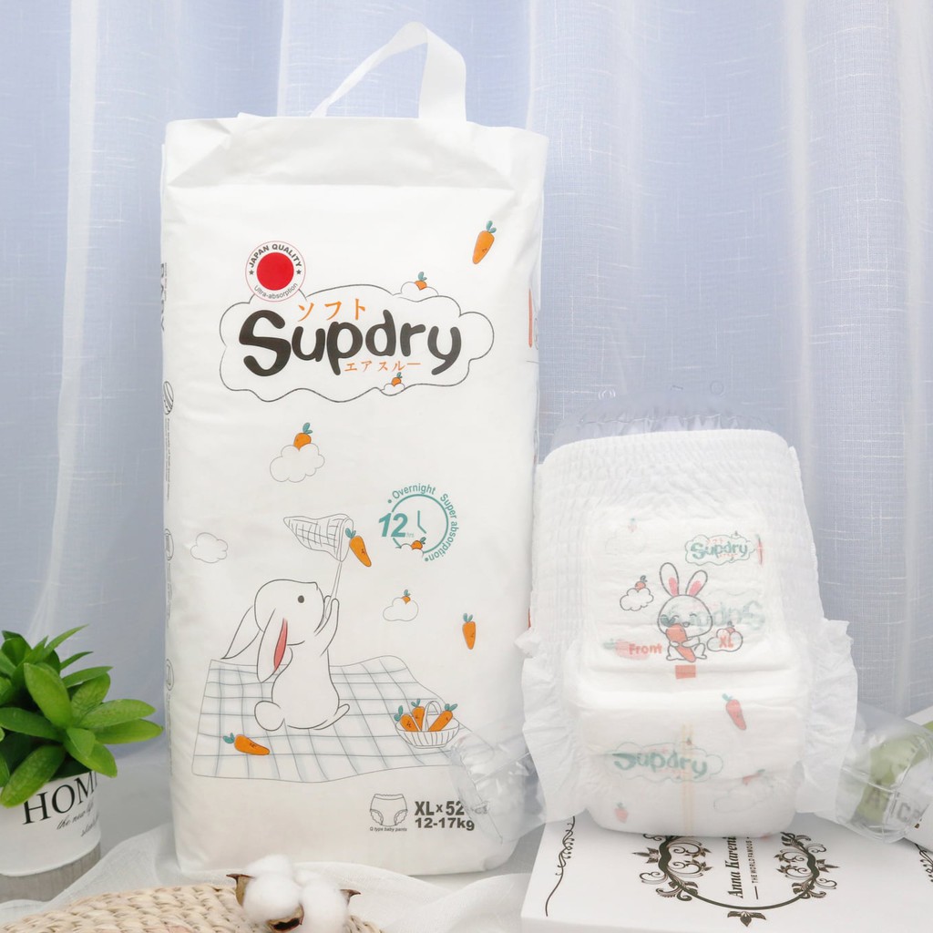 Tã dán/quần Supdry S72/M66/M64/L60/L58/XL52/XXL50/XXXL48 cho bé
