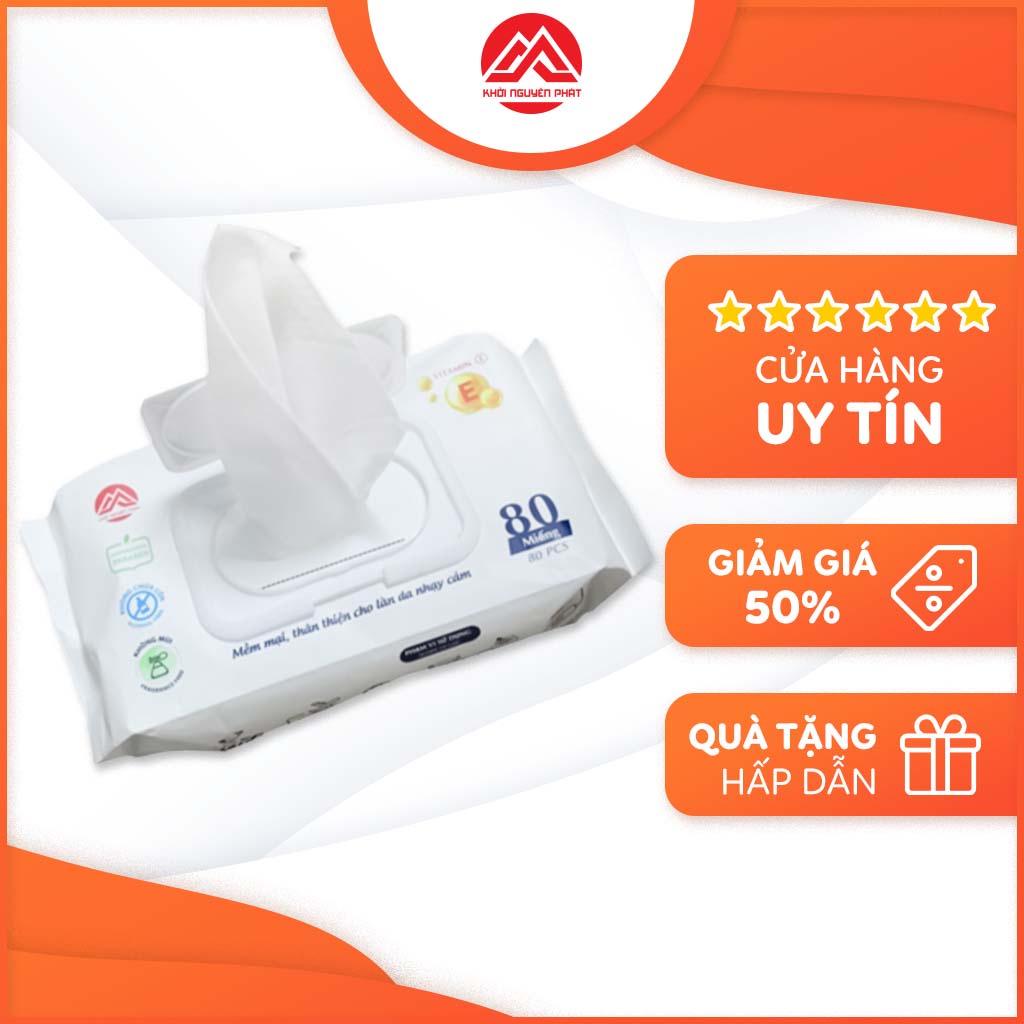 Khăn giấy ướt Babycute không mùi kháng khẩu, 3 lớp mềm mại an toàn cho bé 80 miếng CB001W