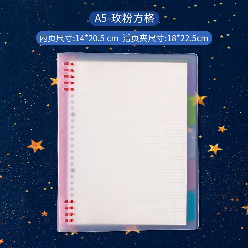 BINDER BÌA CÒNG/ SỔ LÒ XO BÌA NHỰA MỜ TẶNG KÈM GIẤY VÀ STICKER TRANG TRÍ KHỔ A5