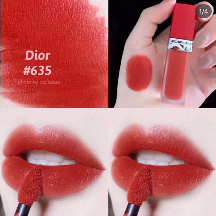 Son Môi Dior Thiết Kế Vỏ Màu Đỏ Sang Trọng # Mẫu Thử Cà Chua Đỏ 635 2.2ML
