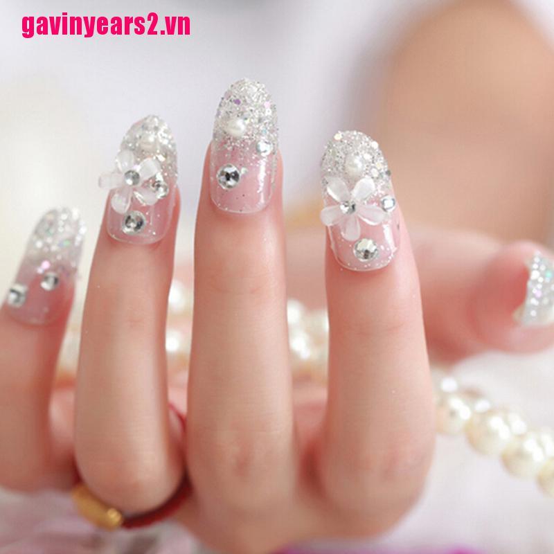 (Hàng Mới Về) Bộ 24 Móng Tay Giả 3d Trang Trí