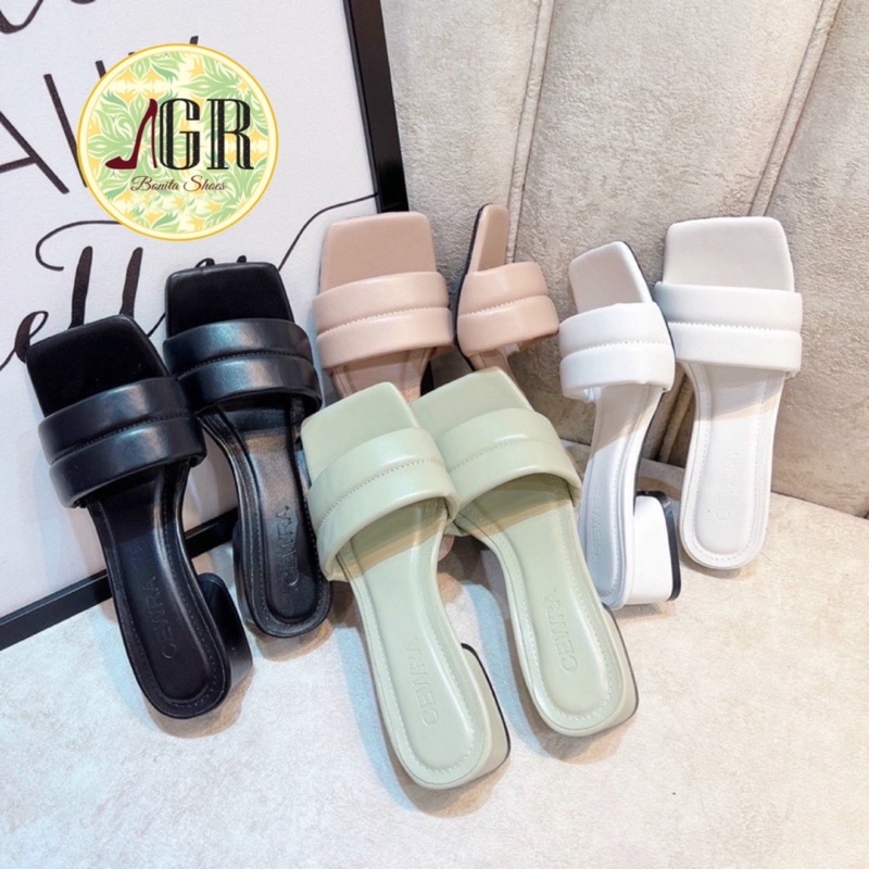 Guốc bản phồng viền giữa gót vuông xéo 3 cm