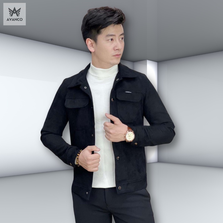 Áo khoác nam da lộn Jacket Avanco cổ bẻ mùa đông 2023, mặc lên dáng cực đẹp - DL23