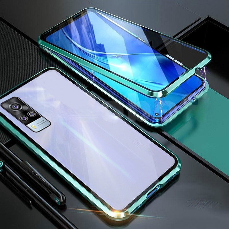 VIVO Y31 Y 31 Y51 Y 51 2020 2021 Ốp lưng mặt kính viền khung kim loại cứng cho For VIVOY31 VIVOY51