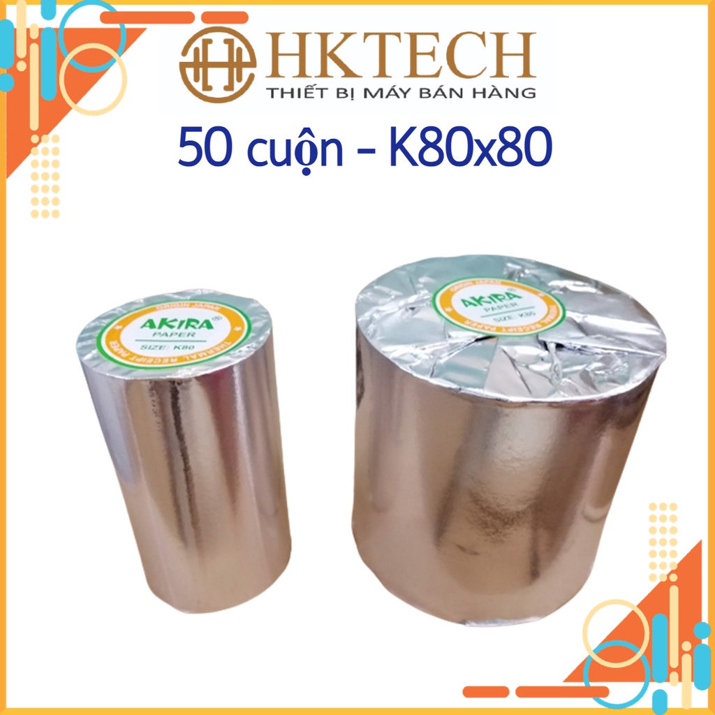 50 cuộn giấy in hóa đơn K80 đường kính 80mm Akira