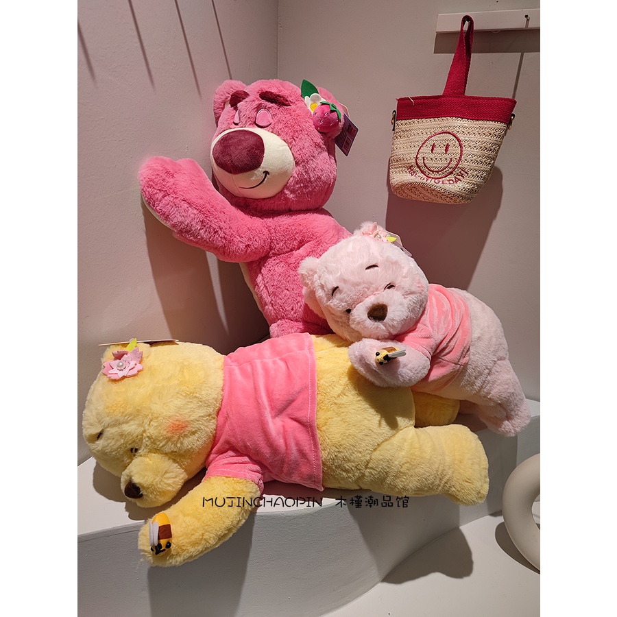 Thành ThậtGấu Bông Lotso Huggin Bear Lông Xù Tai Dâu Nằm Cao Cấp  Búp Bê Nhồi Bông Đồ Chơi Hình Chú Gấu Pooh Disney Đáng Yêu Winnie