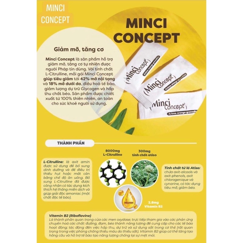 Giảm cân MINCI CONCEPT (30gói) hàng Pháp- an toàn không gây mệt mỏi