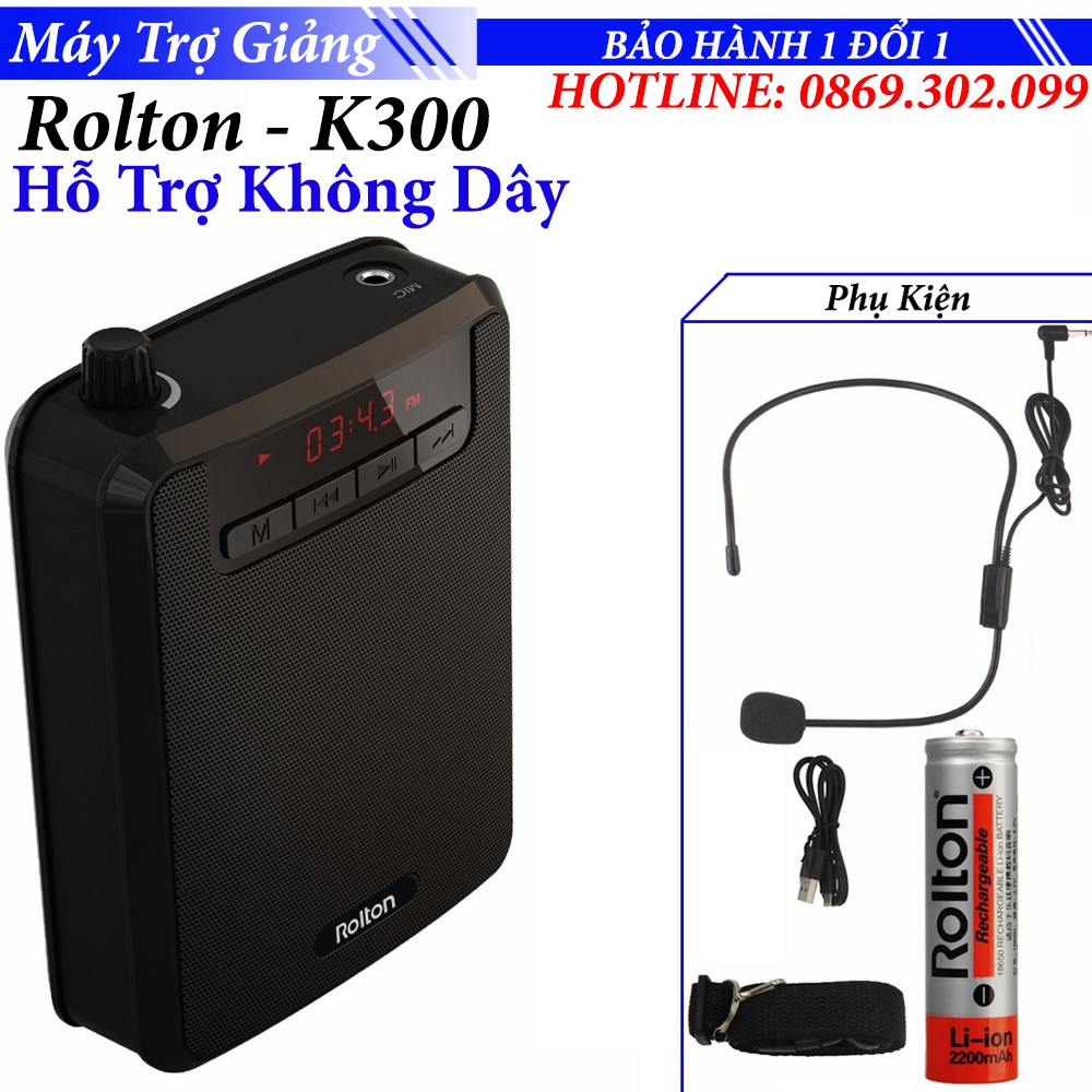 Máy trợ giảng đa năng 4 trong 1 ROLTON K300 - Có Hỗ Trợ Không Dây Sóng FM