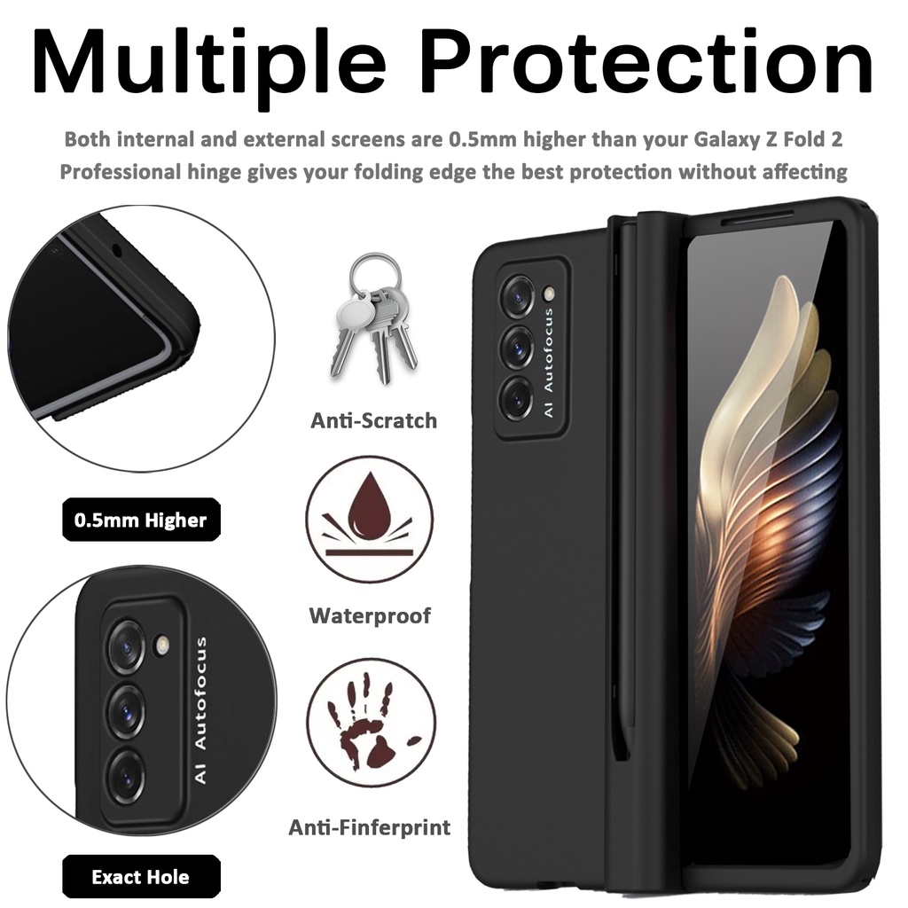 Ốp Điện Thoại Cho Samsung Galaxy Z Fold 2/Z Fold 3,Ốp lưng Mặt Nhám Chống Sốc Có Ngăn Đựng Bút Ốp Bảo chống sốc for Galaxy Z Fold 3 / Z Fold 2