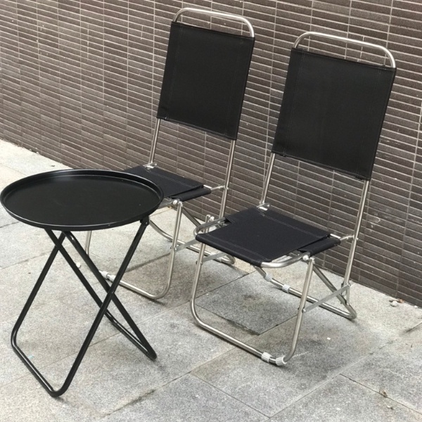 Bộ 2 ghế 1 bàn khung inox lưng cao 85cm, màu sáng bóng, tựa lưng vững chắc, sử dụng trong quán cafe trà sữa