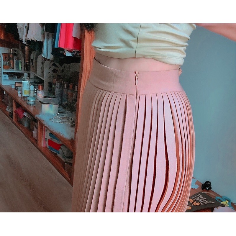 (sẳn) chân váy xếp ly màu nude (pleated skirt) | BigBuy360 - bigbuy360.vn