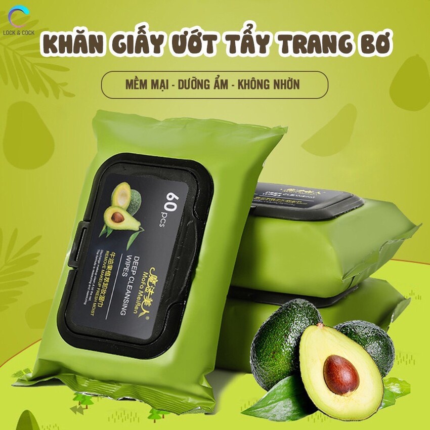 Khăn giấy ướt tẩy trang tinh dầu bơ sạch sâu an toàn cho da mặt 60 tờ ILY
