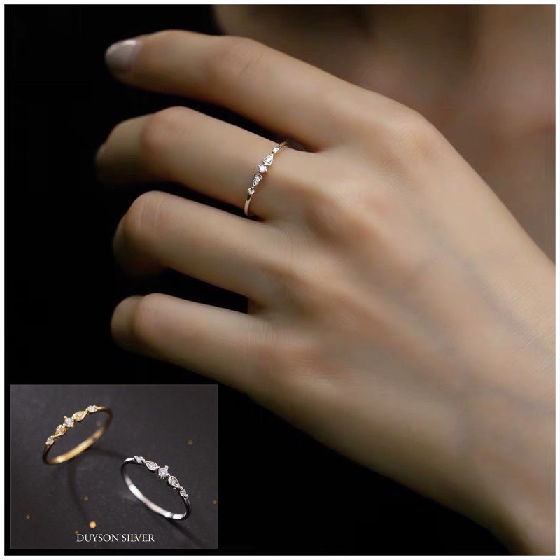 Nhẫn bạc nữ đính đá nhỏ xinh dễ thương, nhẫn nữ bạc 925 phong cách Hàn Quốc DUYSON SILVER