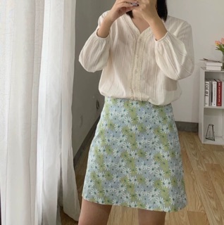Áo Cổ V tay phồng Hàn Quốc