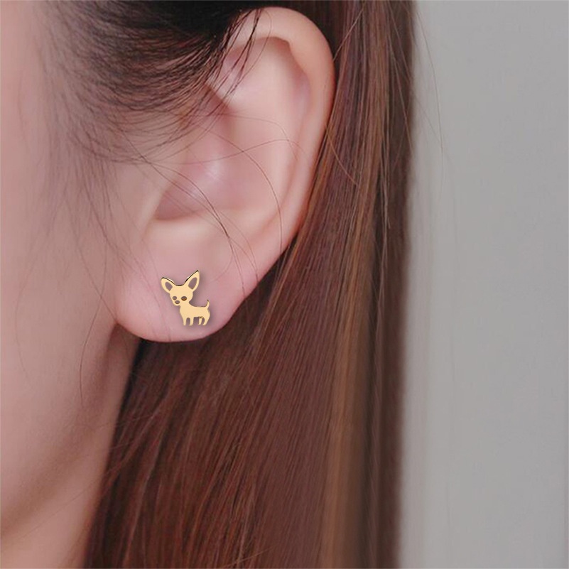 Bông Tai Inox Hình Chihuahua Dễ Thương