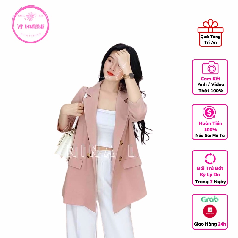 [ VIDEO+ẢNH THẬT ] Áo Blazer Nữ Dài Tay 2 Lớp Mẫu Mới Phong Cách Hàn Quốc Áo Vest Nữ Khoác Ngoài