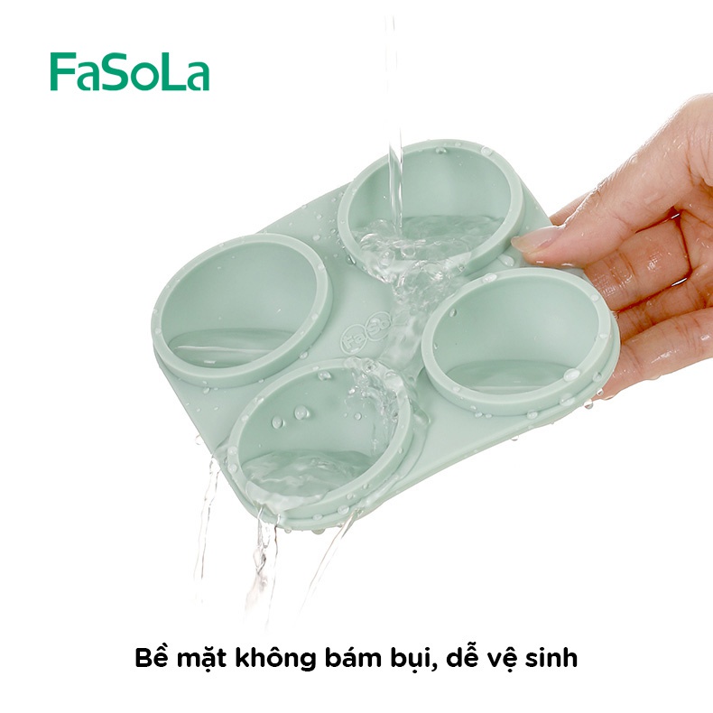 Khay đá tròn silicon có nắp làm trà hoa, kem viên FASOLA FSLJJ-117 (4 viên)