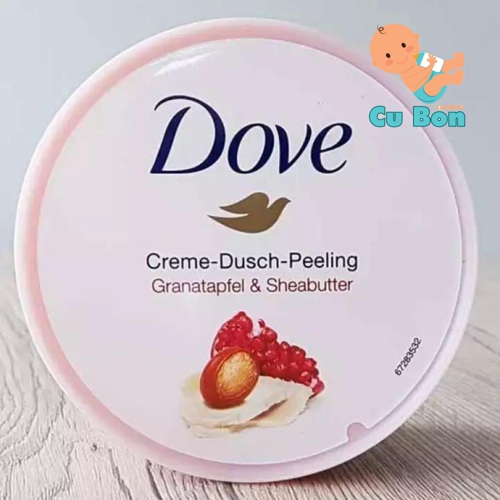 Tắm Tẩy tế bào chết body Dove Dusch Peeling 225ml bản Đức với công thức kem siêu mịn và dưỡng ẩm sâu giúp da mịn màng