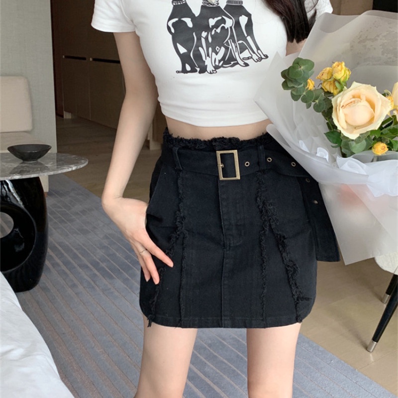 Chân Váy Denim Lưng Cao Thời Trang Mùa Hè