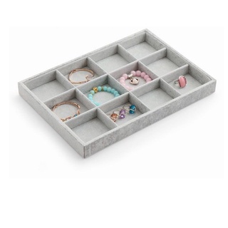 Khay nhung trưng bày trang sức, trưng bày phụ kiện size 35x24x3cm 12 ô