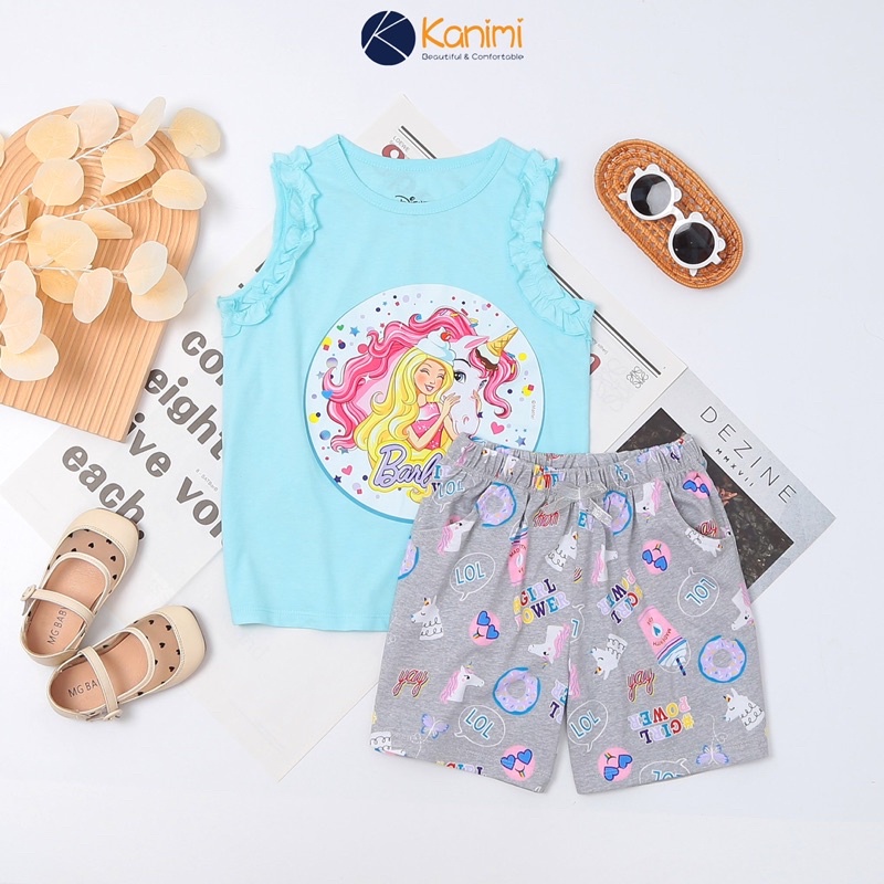 𝗦𝗵𝗼𝗽 𝗠𝗲̣ 𝗕𝗼𝗯 𝟴𝟲 - Bộ bé gái sát nách size đại Disney vải xuất dư 4-14 tuổi, bộ hè cho bé gái