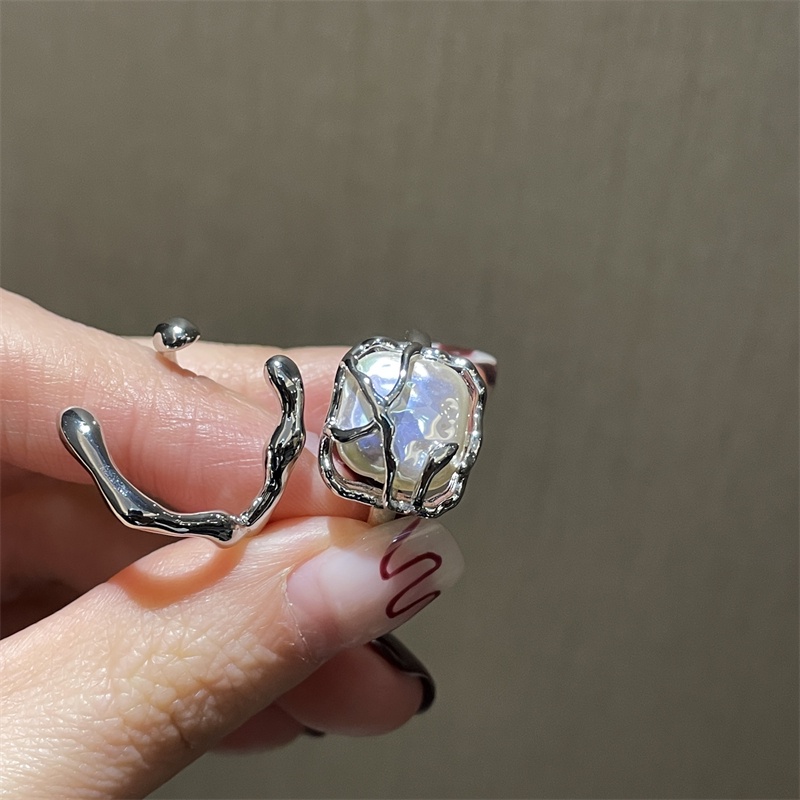 Nhẫn Đeo Tay Kim Loại Đính Ngọc Trai Giả Thời Trang Nữ