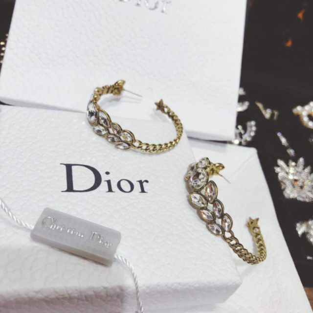BÔNG TAI DIOR LÁ PHỐI ĐÁ