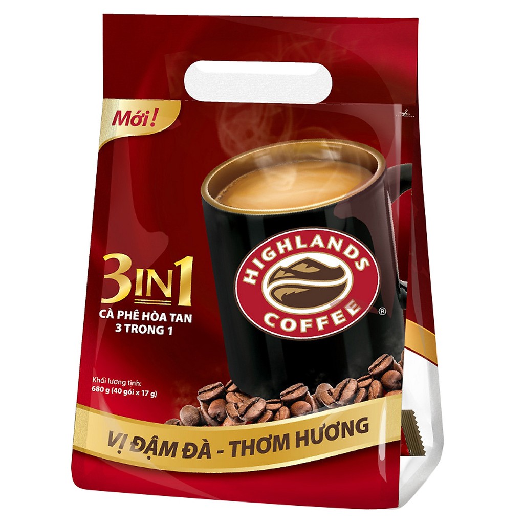 Cà phê hòa tan Highlands Coffee 3 in 1 bịch 40 gói x 17g