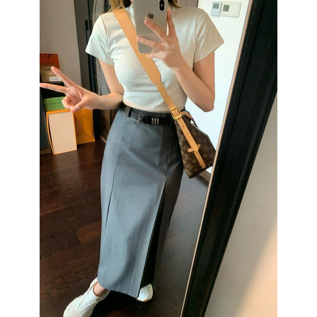 Bộ Áo Thun Trơn Màu Sắc 63391 + Chân Váy Lưng Cao Xinh Xắn Dành Cho Nữ