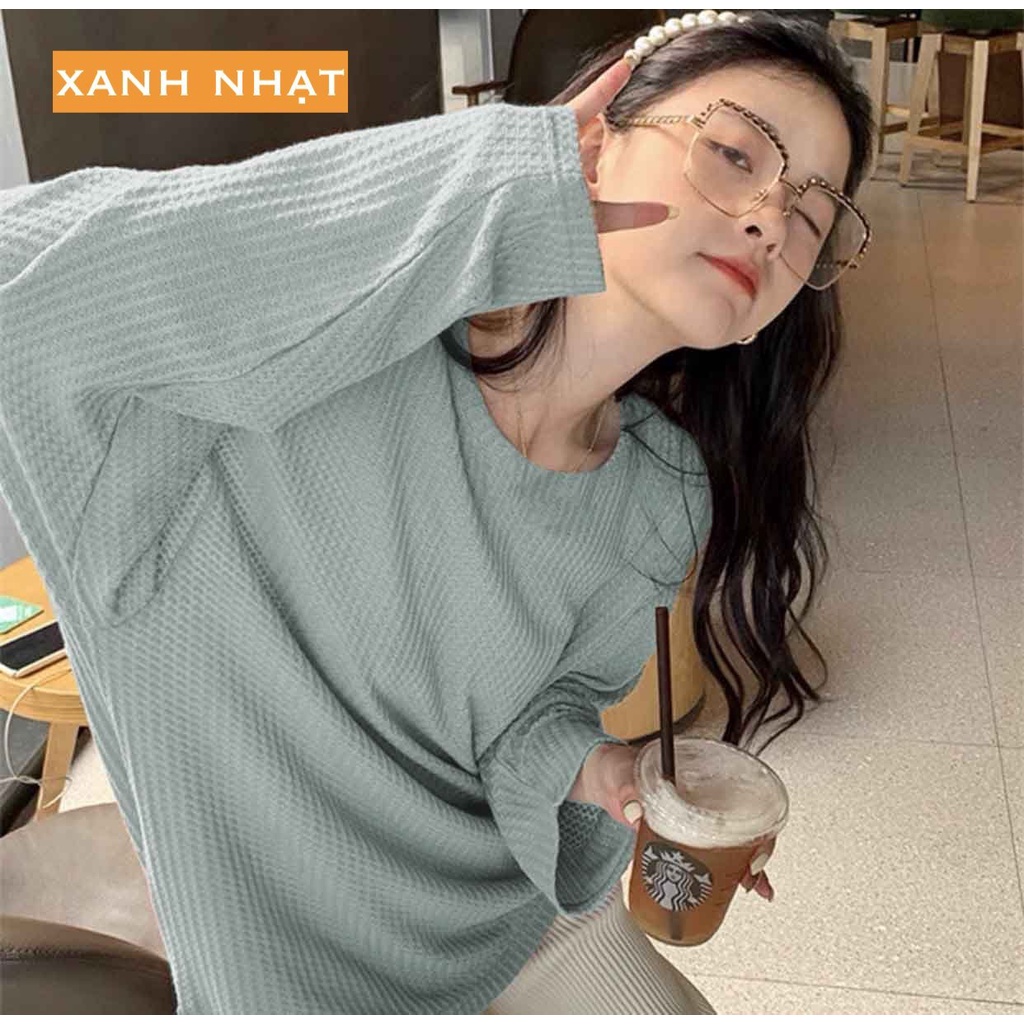 Áo Thun Nữ Chất Tổ Ong Cổ Tròn Dài Tay Form Rộng Nhiều Màu SIÊU HOT
