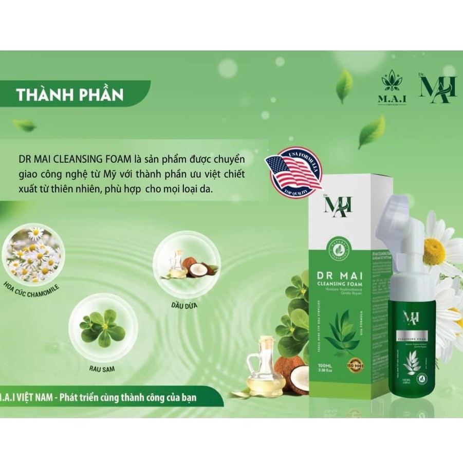 Sữa rửa mặt, sữa rửa mặt Dr Mai dành cho da dầu và da nhạy cảm, sạch sâu dịu nhẹ